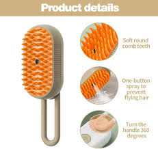 Cat Steam Brush for Shedding with Foldable Handle