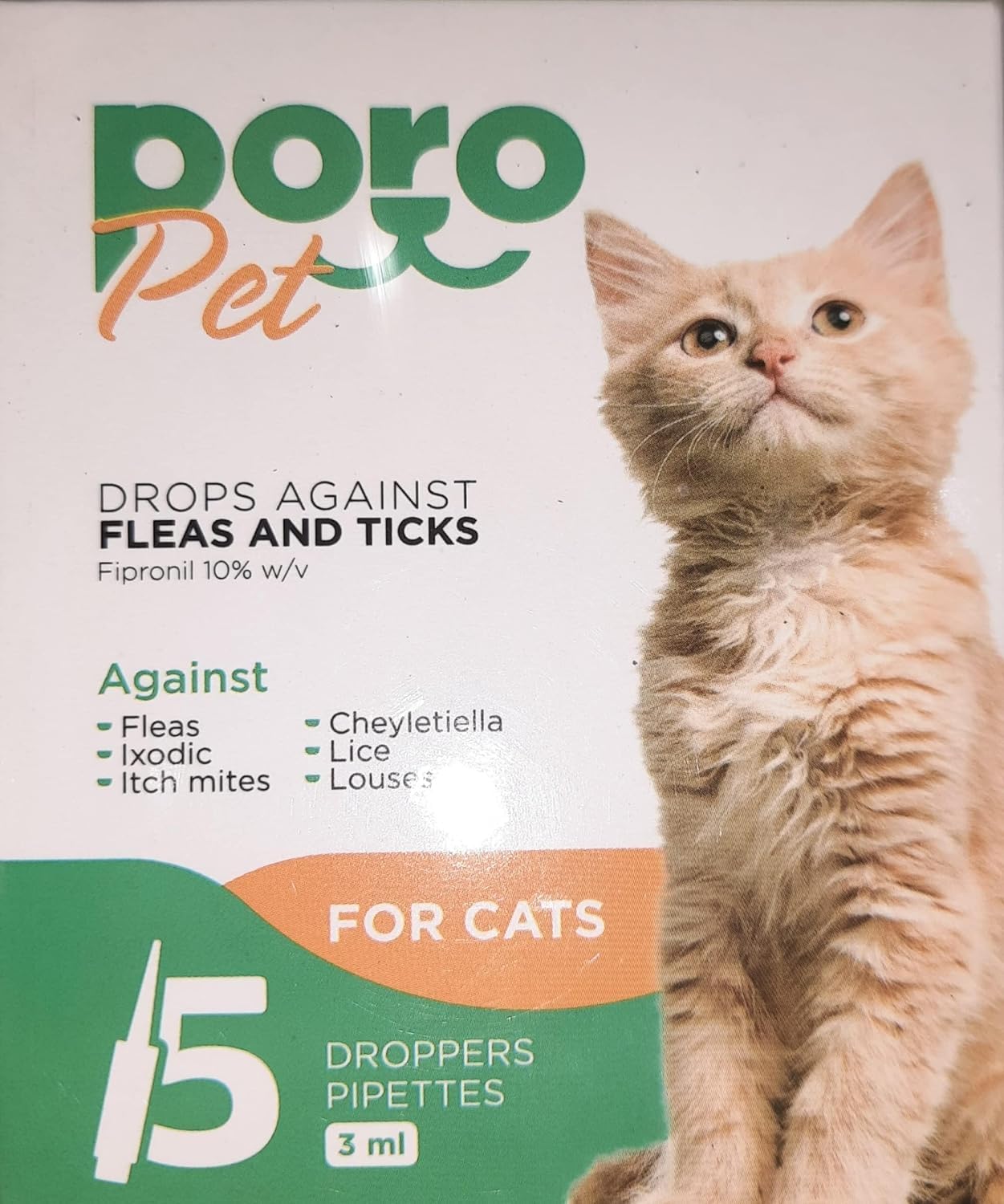 Poro pet fleas and tichs drop for cats 1 ampole